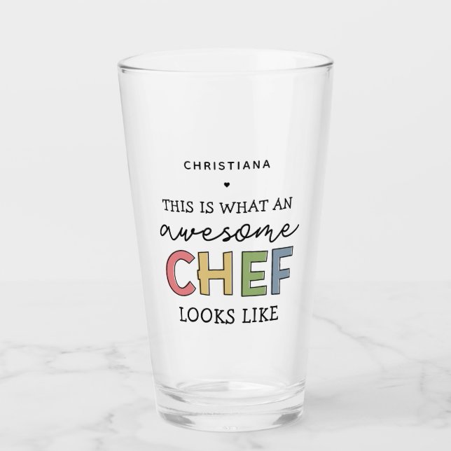 Custom Awesome Chef Gifts | Best Chef Ever Funny Glass (Front)