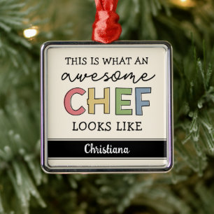 Custom Awesome Chef Gifts   Best Chef Ever Funny Metal Ornament