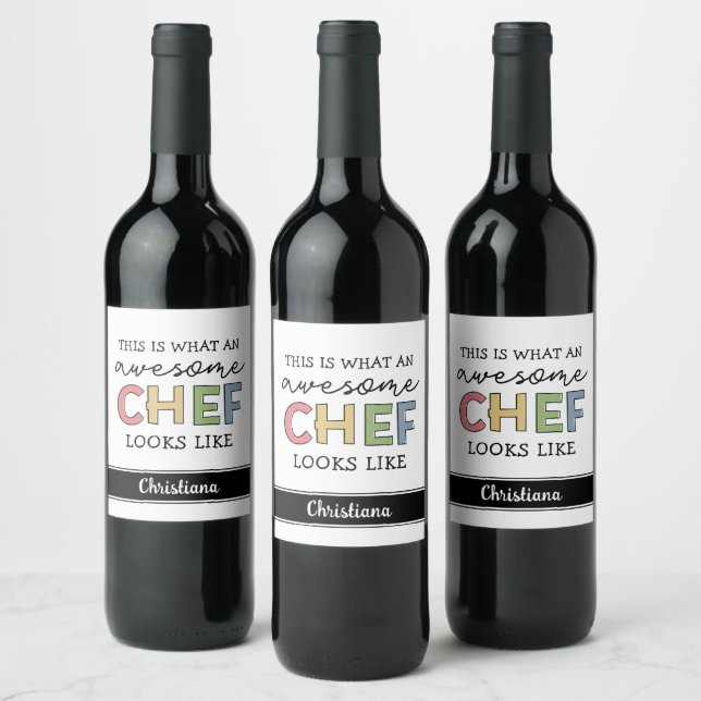 Custom Awesome Chef Gifts | Best Chef Ever Funny Wine Label (Bottles)