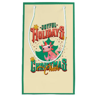 Custom Axolotl Joyful Holidays Christmas Cheers Small Gift Bag