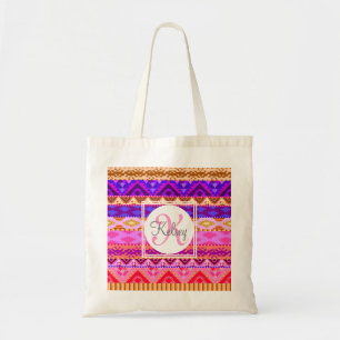 Custom Aztec Girly Monogram Tote Bag