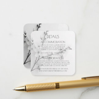 Custom B&W Blossoms Branch Details Enclosure Card