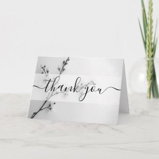 Custom B&W Blossoms Branch Thank You Card