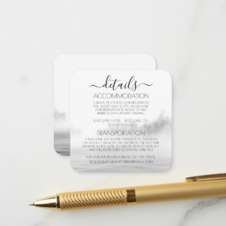 Custom B&W Lake Fog Calligraphy Wedding Details Enclosure Card