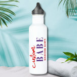 Custom Babe Funny Saying Personalised Name 710 Ml Water Bottle<br><div class="desc">Custom Babe Funny Saying Personalised Name Water Bottle features a simple design with the text "custom babe" in modern red and purple calligraphy script typography and personalised with your name. Perfect for a fun gift for mum, best friends, girlfriend, for birthday, Christmas, holidays, Mother's Day and more. Designed by Evco...</div>