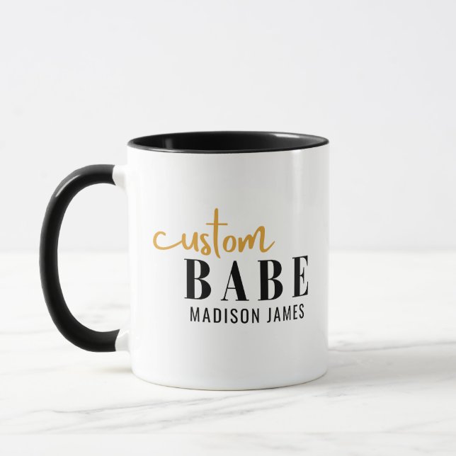 Custom Babe Funny Saying Personalised Name Mug (Left)