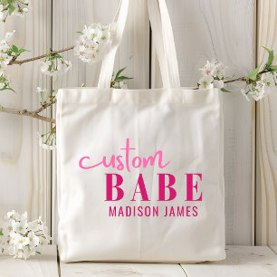 Custom Babe Funny Saying Personalised Name Tote Bag