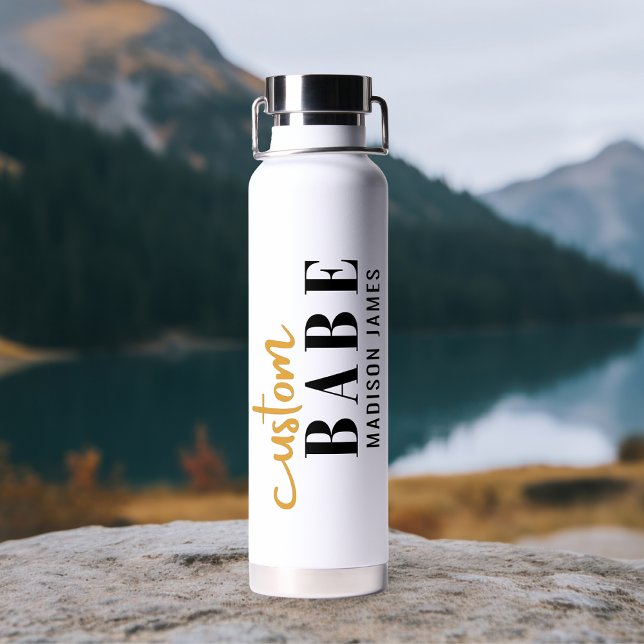 Custom Babe Funny Saying Personalised Name Water Bottle (Creator Uploaded)