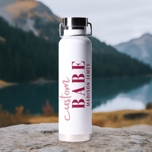 Custom Babe Funny Saying Personalised Name Water Bottle (Creator Uploaded)