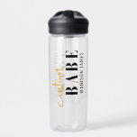 Custom Babe Funny Saying Personalised Name Water Bottle<br><div class="desc">Custom Babe Funny Saying Personalised Name Water Bottle features a simple design with the text "custom babe" in modern black and gold calligraphy script typography and personalised with your name. Perfect for a fun gift for mum, best friends, girlfriend, for birthday, Christmas, holidays, Mother's Day and more. Designed by Evco...</div>