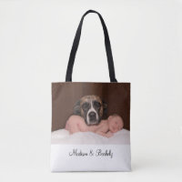 Custom Baby And Dog Photo Double Sided Tote