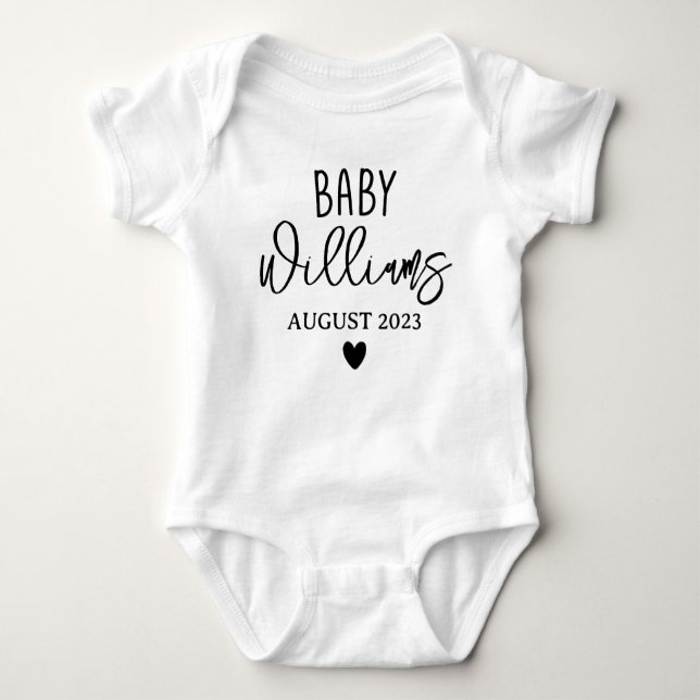 Custom Baby Announcement, Personalised Coming Soon Baby Bodysuit (Front)