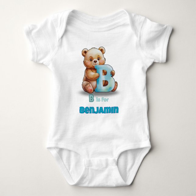 Custom Baby Bodysuit – B is for Bear (Front)