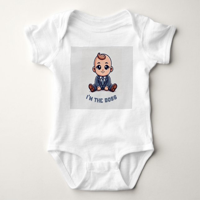 Custom Baby Bodysuit–"I'm the Boss"  Photo & Text Baby Bodysuit (Front)