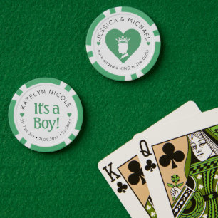 Custom Baby Boy Birth Announcement Personalised Poker Chips