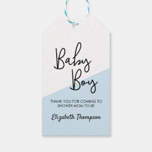 Custom Baby Boy Blue Modern Diagonal Baby Shower Gift Tags