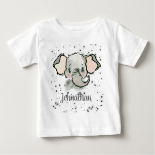 Custom Baby Boy Name Little Cute Elephant Baby T-Shirt
