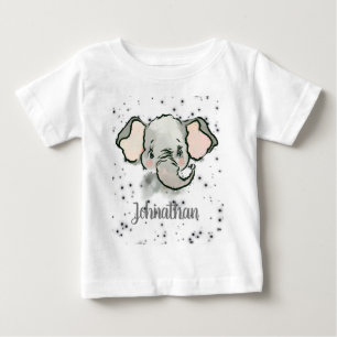 Custom Baby Boy Name Little Cute Elephant T-Shirt