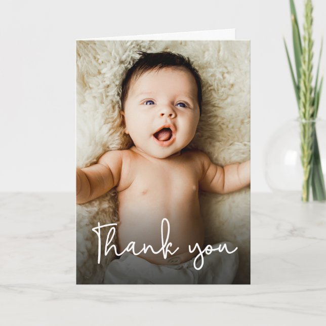 Custom Baby boy Photo baby shower  Thank You Card (Front)