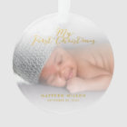 Custom Baby Boyl Gold Script First Christmas Photo