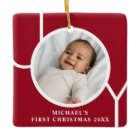 Custom Baby Boy's First Christmas Photo Red