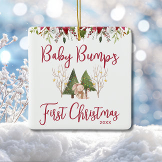Custom Baby Bump's First Christmas Ceramic Ornament