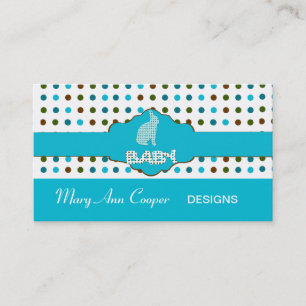 Custom Baby Bunny Blue Cute Polka Dots Patterns Business Card