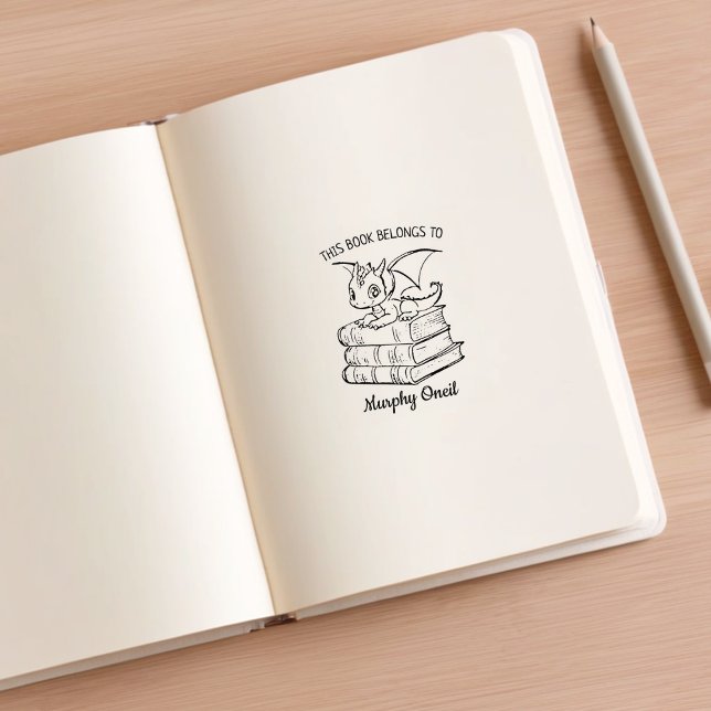 Custom Baby Dragon Bookplate Rubber Stamp (Creator Uploaded)
