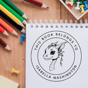 Custom Baby Dragon This Book Belongs To Kid's Name Self-inking Stamp