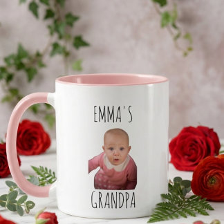 Custom Baby Face Baby Photo Christmas Grandpa Mug