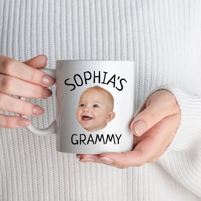 Custom Baby Face Baby Photo Grammy Birthday Party Mug (Creator Uploaded)