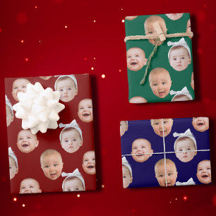 Custom Baby Face Gift Wrap   Baby Face 3 Photos 