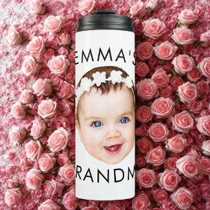 Custom Baby Face Mom Grandma Grandpa Birthday Thermal Tumbler