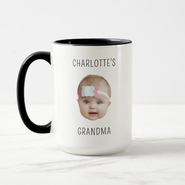 Custom Baby Face Mothers Day Christmas Grandchild Mug (Left)