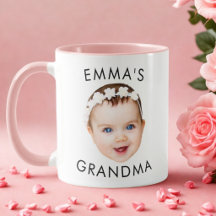 Custom Baby Face Mug Mum Grandma Grandpa Birthday