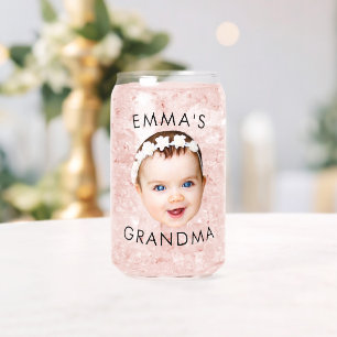 Custom Baby Face Mum Grandma Grandpa Birthday Can Glass