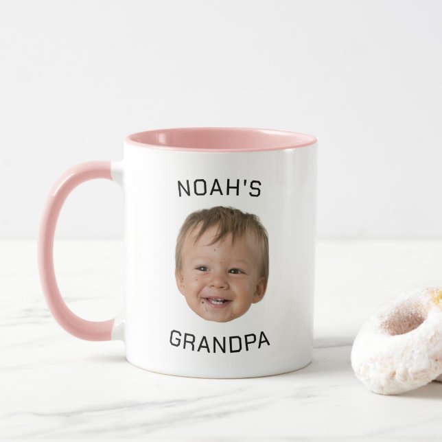 Custom Baby Face Photo Grandpa Mug (With Donut)