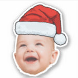 Custom Baby Face Photo Santa Hat Christmas<br><div class="desc">Custom Baby Face Photo Santa Hat Christmas Sticker</div>
