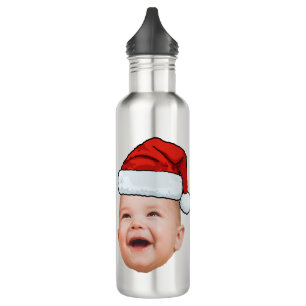 Custom Baby Face Photo Santa Hat Christmas 710 Ml Water Bottle