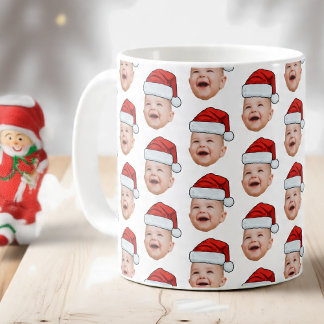 Custom Baby Face Photo Santa Hat Christmas Coffee Mug