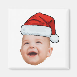 Custom Baby Face Photo Santa Hat Christmas Magnet