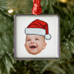 Custom Baby Face Photo Santa Hat Christmas Metal Ornament<br><div class="desc">Custom Baby Face Photo Santa Hat Christmas Metal Ornament</div>