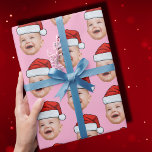 Custom Baby Face Photo Santa Hat Christmas Pink Wrapping Paper<br><div class="desc">Custom Baby Face Photo Santa Hat Christmas Pink Wrapping Paper</div>