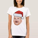 Custom Baby Face Photo Santa Hat Christmas T-Shirt<br><div class="desc">Custom Baby Face Photo Santa Hat Christmas T-Shirt</div>