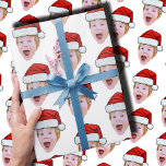 Custom Baby Face Photo Santa Hat Christmas Wrapping Paper<br><div class="desc">Custom Baby Face Photo Santa Hat Christmas Wrapping Paper</div>