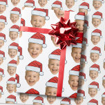 Custom Baby Face Photo Santa Hat Christmas Wrapping Paper<br><div class="desc">Custom Baby Face Photo Santa Hat Christmas Wrapping Paper</div>