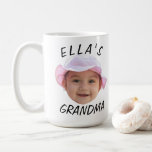 Custom Baby Face Photo Text Grandma Coffee Mug<br><div class="desc">Custom Baby Face Photo Text Grandma, Replace the face with your favourite photo (make sure to crop as much to the face as possible and use an app to remove the background) and personalise this funny face gift with your kid, husband, or boyfriend on it! Also a fun and unique...</div>