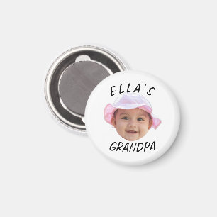 Custom Baby Face Photo Text Grandpa Magnet