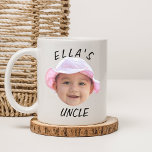 Custom Baby Face Photo Text New Uncle Coffee Mug<br><div class="desc">Custom Baby Face Photo Text New Uncle, Replace the face with your favourite photo (make sure to crop as much to the face as possible and use an app to remove the background) and personalise this funny face gift with your kid, husband, or boyfriend on it! Also a fun and...</div>
