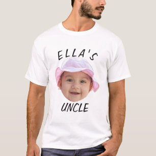 Custom Baby Face Photo Text New Uncle T-Shirt